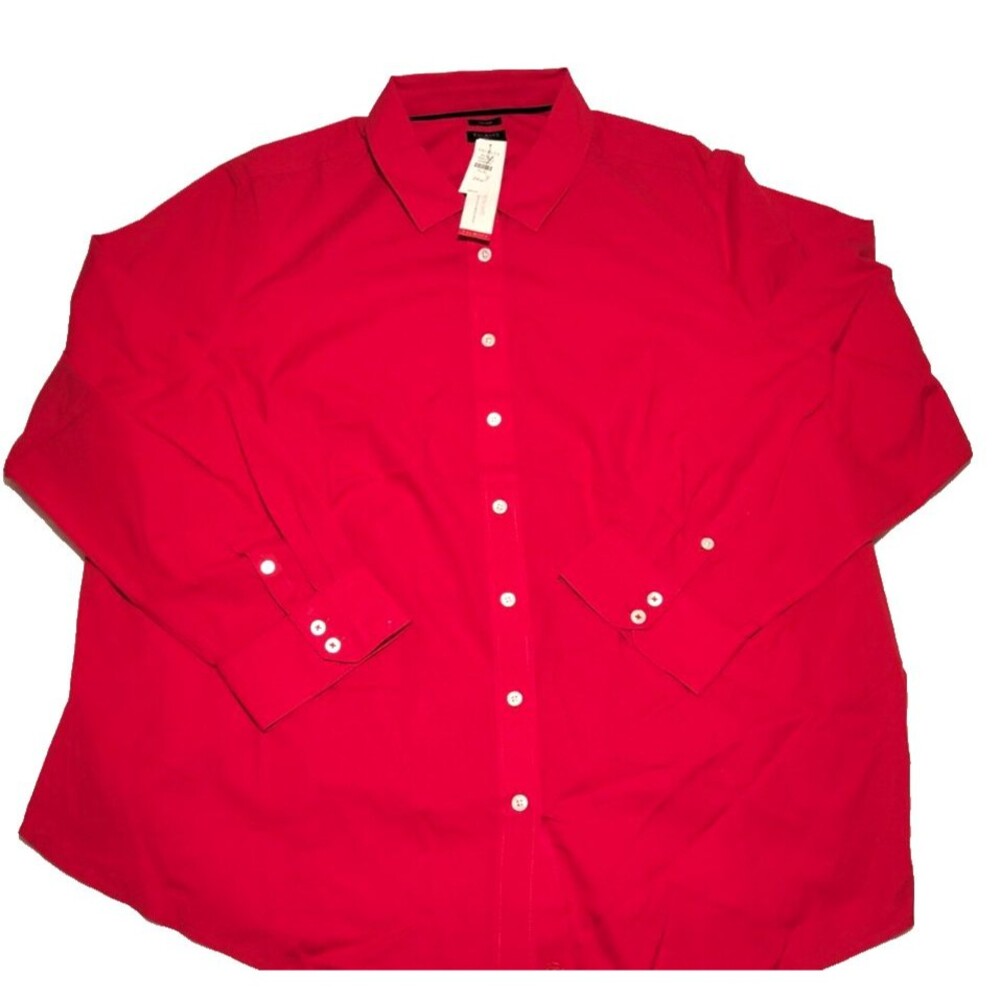 NWT Talbots Womens Plus 24W Red Button Down Shirt Long Sleeve Classic Career Top